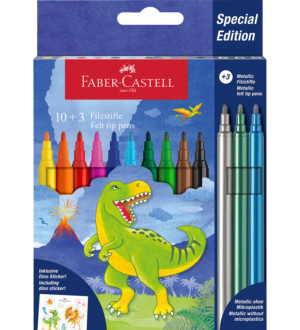 Faber-Castell Filzstifte - 10+3 st. - Dinosaur - Metallic - Faber-Castell - One Size - Filzstifte Faber-Castell Filzstifte - 10+3 st. - Dinosaur - Metallic - Faber-Castell - One Size - Filzstifte von Faber-Castell