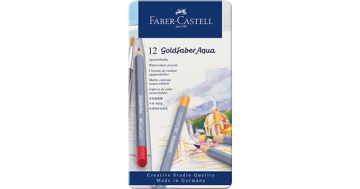 Aquarell-Buntstifte Goldfaber, 12 Farben mehrfarbig Modell 10 von Faber-Castell