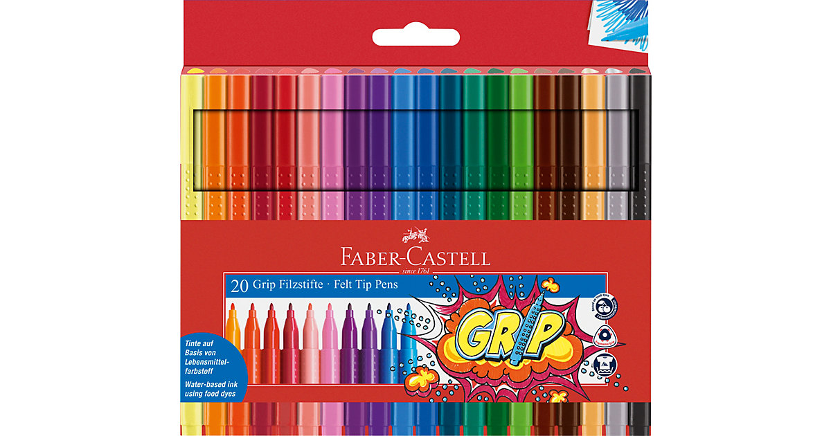 Filzstifte GRIP, 20 Farben mehrfarbig Filzstifte GRIP, 20 Farben mehrfarbig von Faber-Castell
