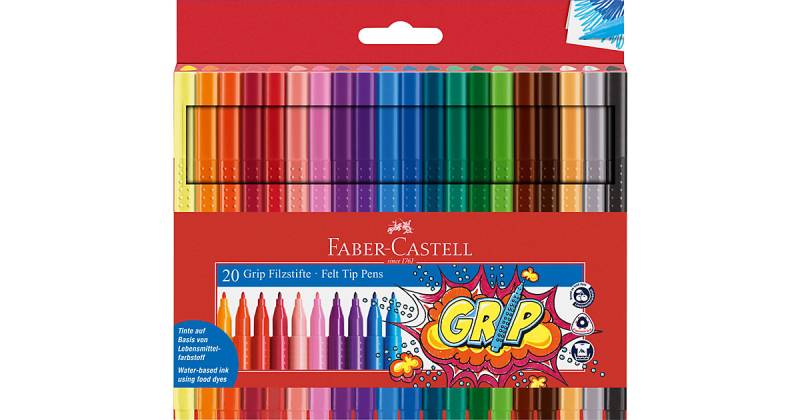 Filzstifte GRIP, 20 Farben mehrfarbig von Faber-Castell