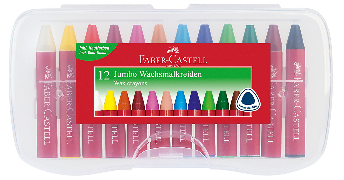 Wachsmalkreiden JUMBO, 12 Farben in Kunststoffbox mehrfarbig von Faber-Castell