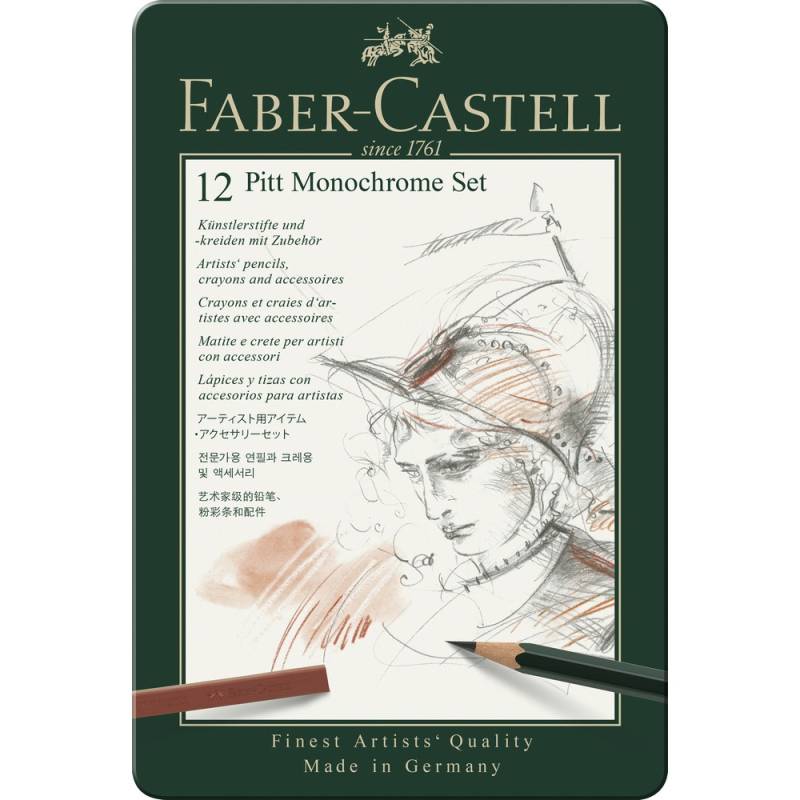 Faber-Castell Pitt Monochrome Set Klein Metalletui 12er Set von Faber-Castell