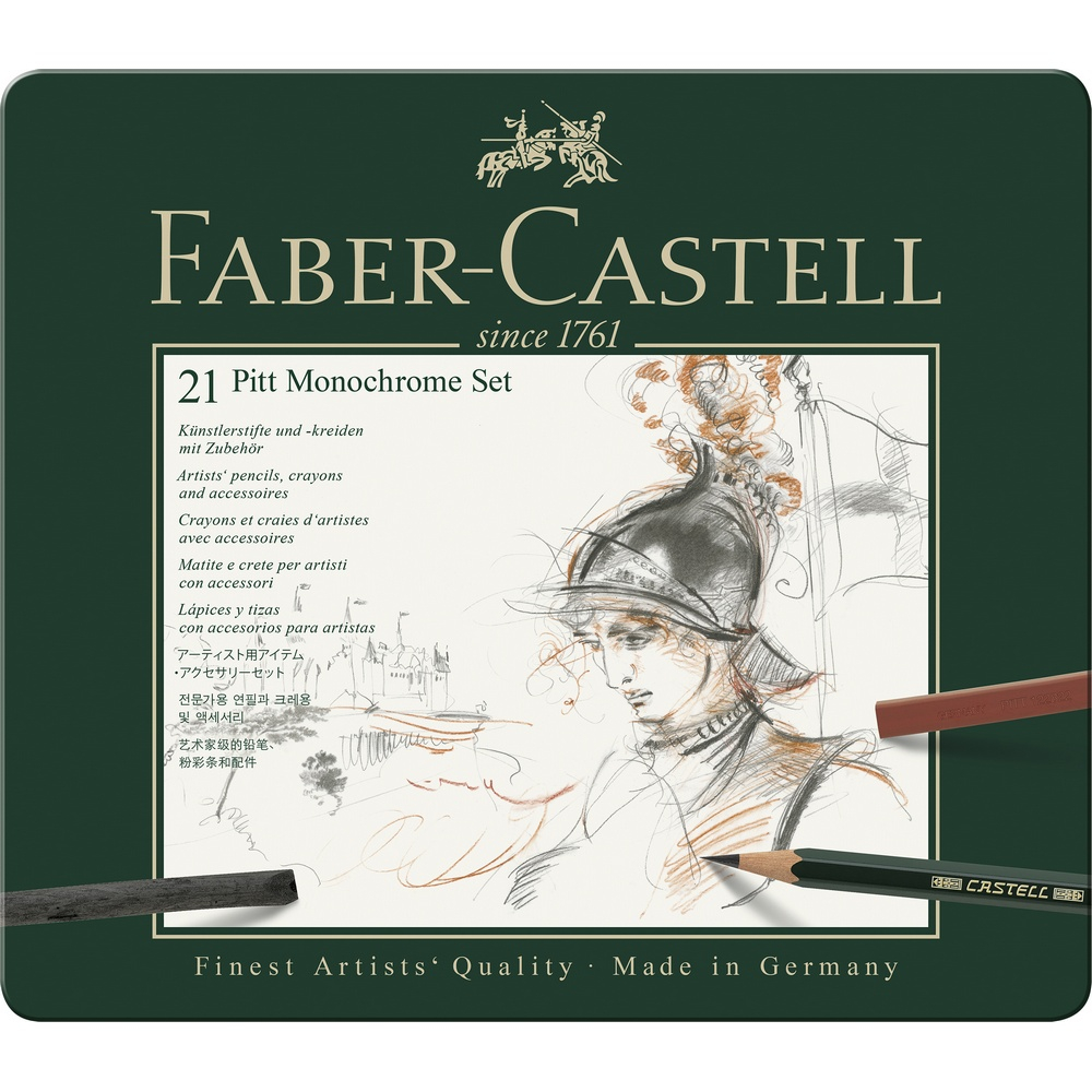 Faber-Castell Pitt Monochrome Set Medium Metalletui 21er Set von Faber-Castell