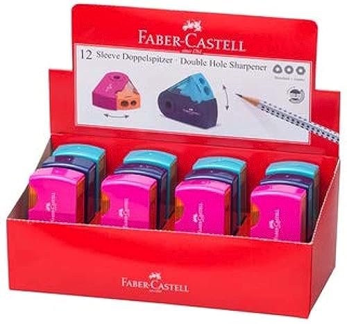 Faber Castell Spitzer Sleeve 2 Löcher mit Mini-Anspitzer, Mehrfarbig, 6933256640468 von Faber Castell