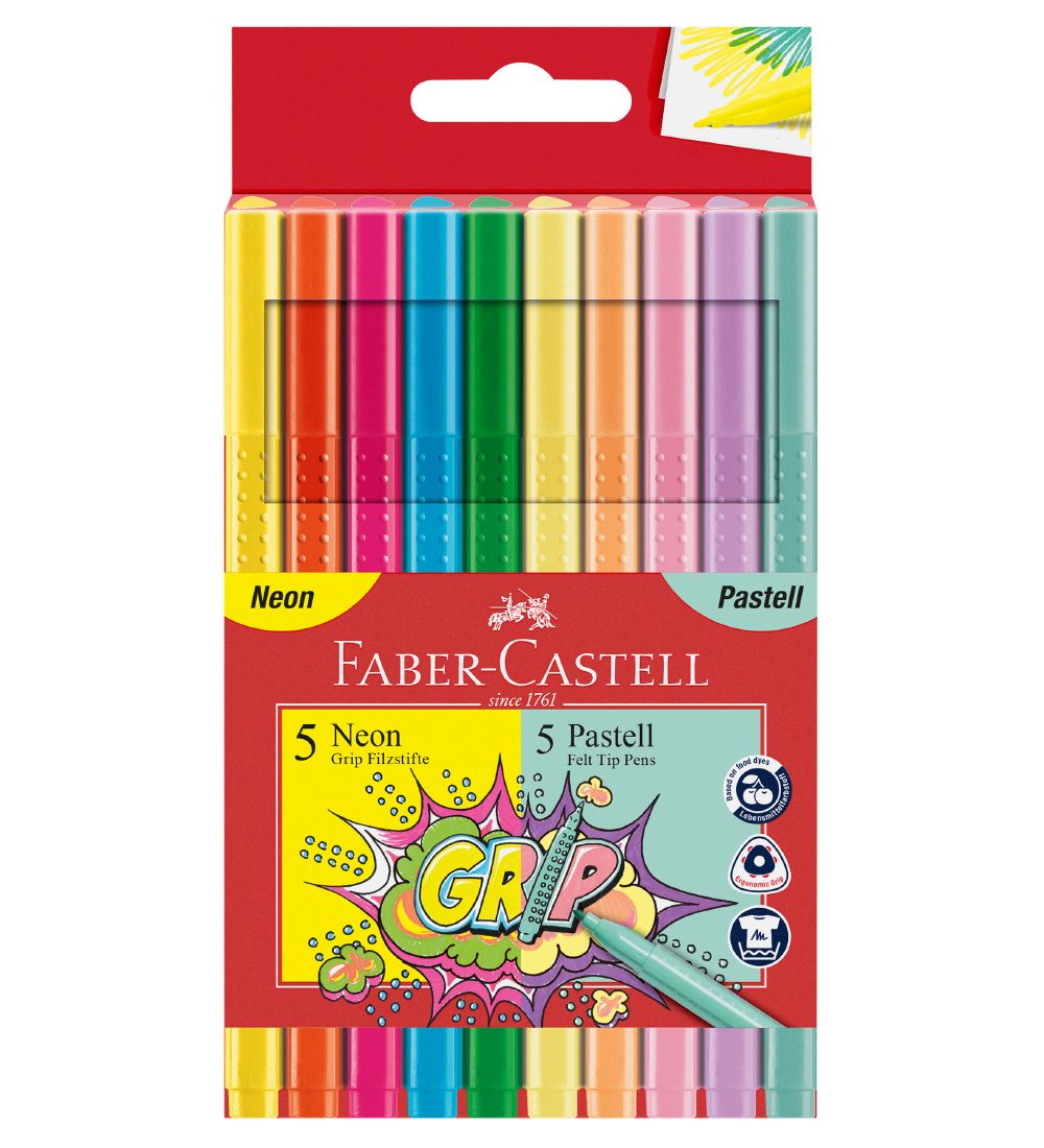 Faber-Castell Tuschen - Grip - 10 st. - Neon/Pastel - Faber-Castell - One Size - Filzstifte Faber-Castell Tuschen - Grip - 10 st. - Neon/Pastel - Faber-Castell - One Size - Filzstifte von Faber-Castell