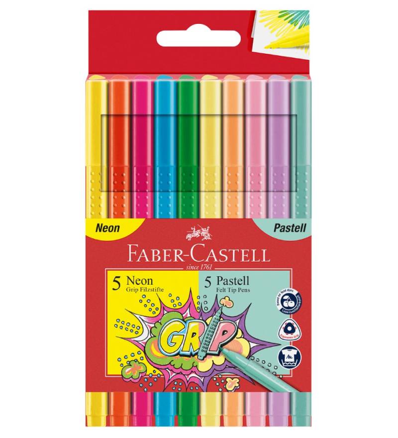 Faber-Castell Tuschen - Grip - 10 st. - Neon/Pastel - Faber-Castell - One Size - Filzstifte Faber-Castell Tuschen - Grip - 10 st. - Neon/Pastel - Faber-Castell - One Size - Filzstifte von Faber-Castell