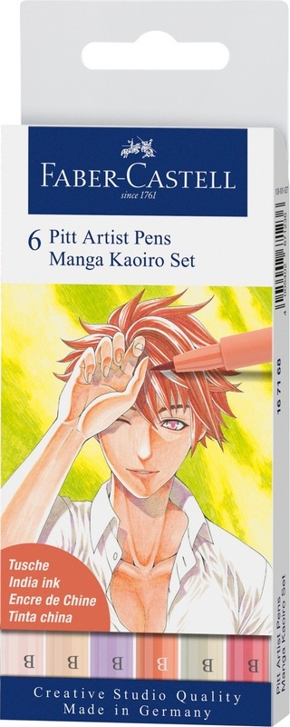 Faber-Castell Tuschestift PITT artist pen B Manga Kaoiro 6er Set von Faber-Castell