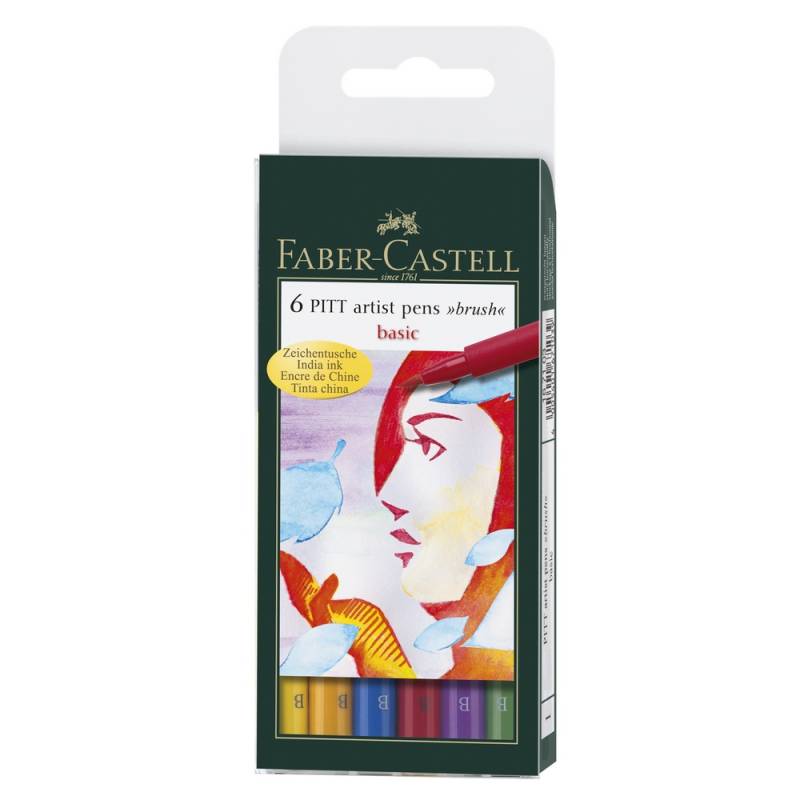 Faber-Castell Tuschestift PITT artist pen B Set 6er Etui Basic von Faber-Castell