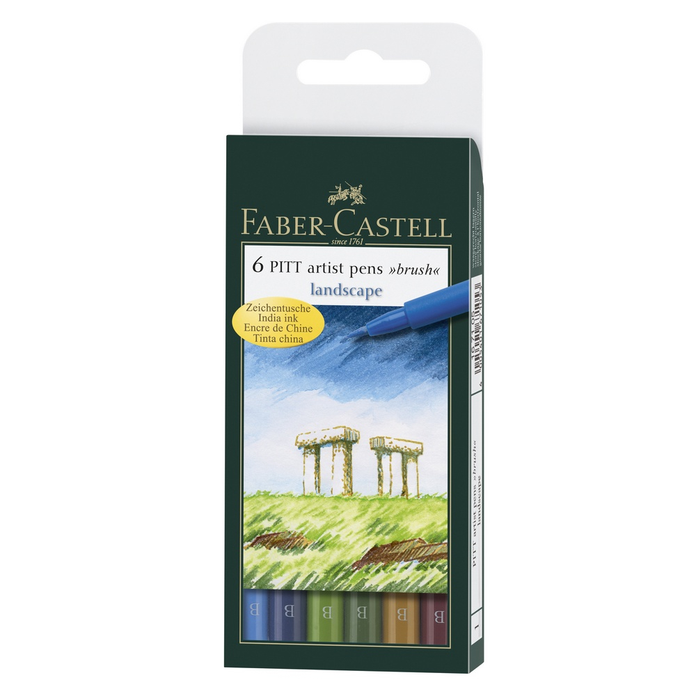 Faber-Castell Tuschestift PITT artist pen B Set 6er Etui Landscape von Faber-Castell