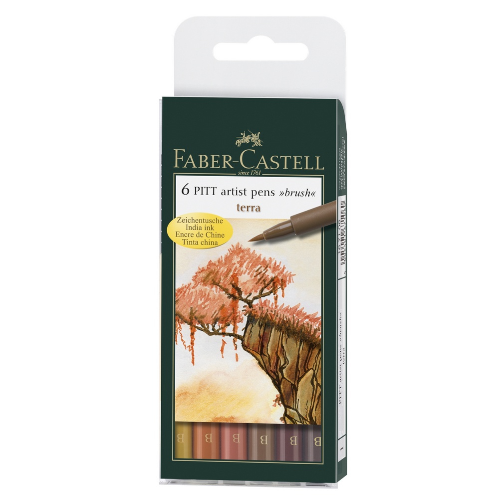 Faber-Castell Tuschestift PITT artist pen B Set 6er Etui Terra von Faber-Castell