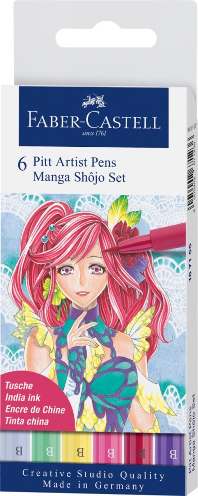 Faber-Castell Tuschestift PITT artist pen Brush Manga Shojo 6er Set von Faber-Castell