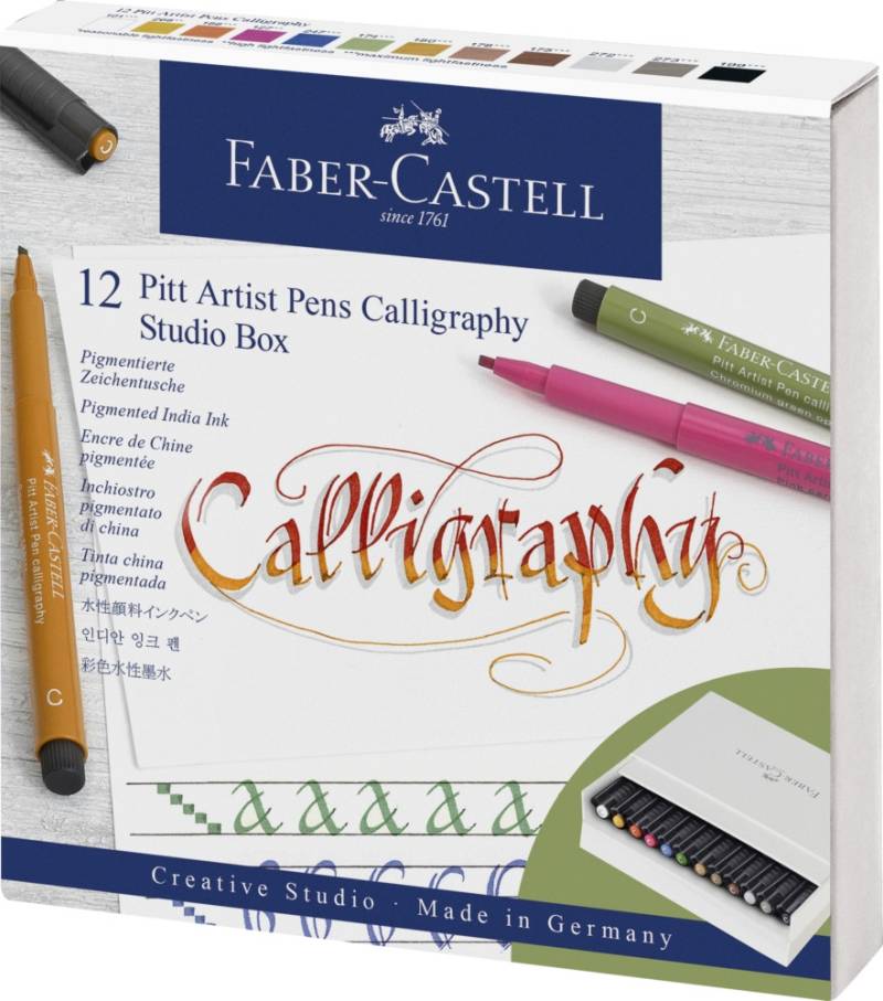 Faber-Castell Tuschestift PITT artist pen Calligraphy 12er Atelierbox von Faber-Castell