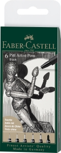 Faber-Castell Tuschestift PITT artist pen Set 6er Etui schwarz von Faber-Castell