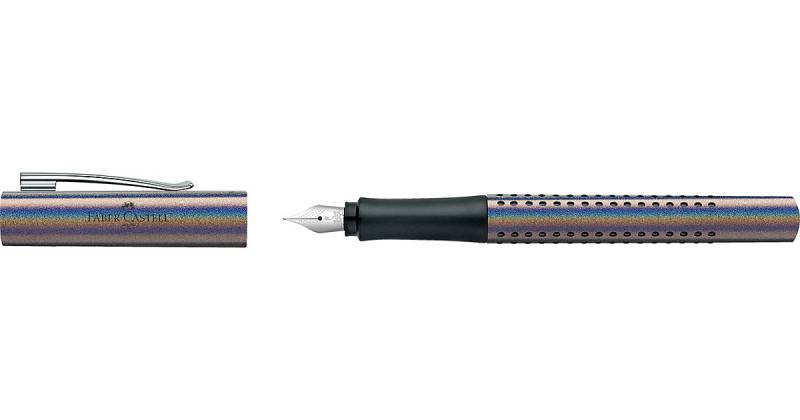 Füllhalter GRIP Glam Edition Glam F silver, ltd. Edition 2022 metallicgrau von Faber-Castell