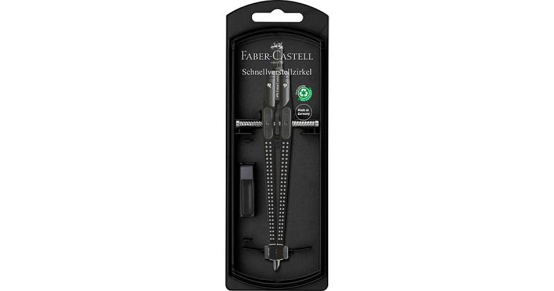 Schnellverstellzirkel GRIP, schwarz, inkl. Ersatzteilen & Minen von Faber-Castell