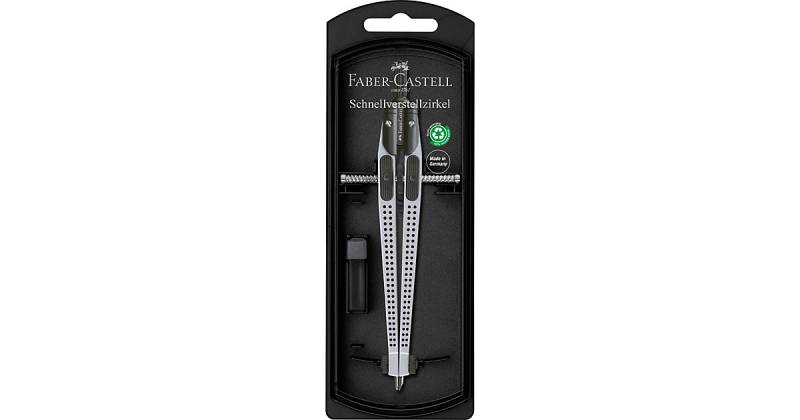 Schnellverstellzirkel GRIP, silber, inkl. Ersatzteilen & Minen von Faber-Castell