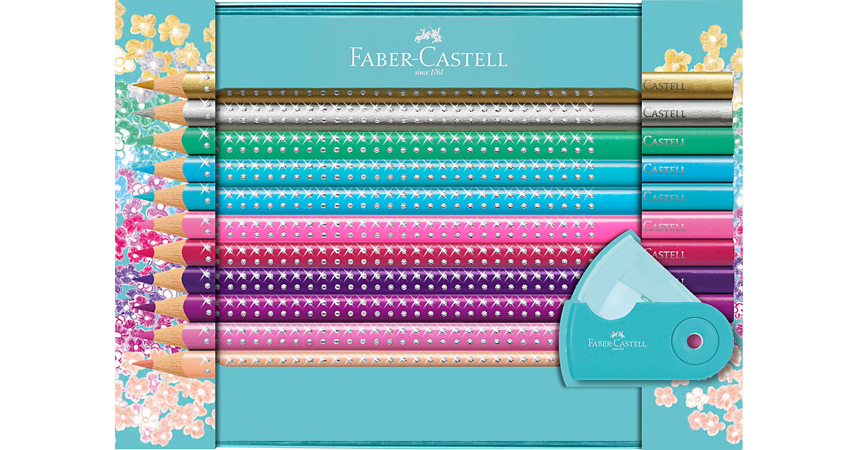 Geschenkset Dreikant-Buntstifte Sparkle, 21 Farben in Metalletui, inkl. Anspitzer mehrfarbig Geschenkset Dreikant-Buntstifte Sparkle, 21 Farben in Metalletui, inkl. Anspitzer mehrfarbig von Faber-Castell