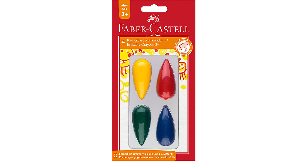 Kleinkind-Wachsmalkreiden, Birnenform, 4 Farben von Faber-Castell