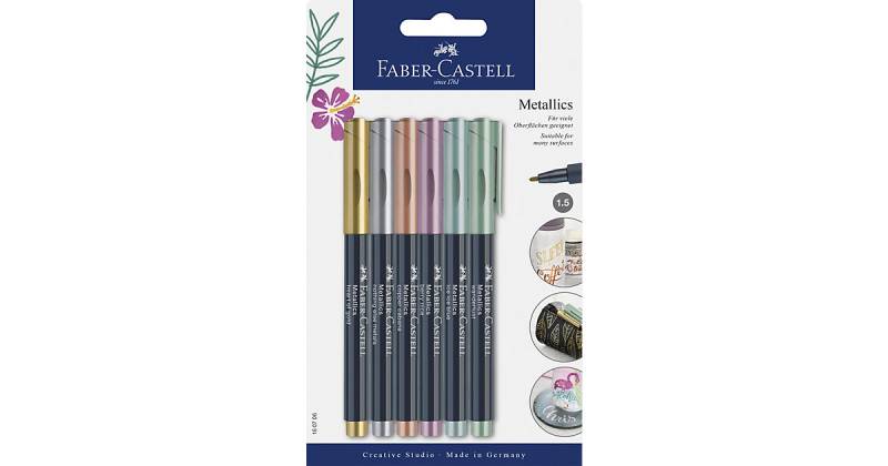 Marker metallic permanent, 6 Farben, 1,5 mm metallicschwarz von Faber-Castell