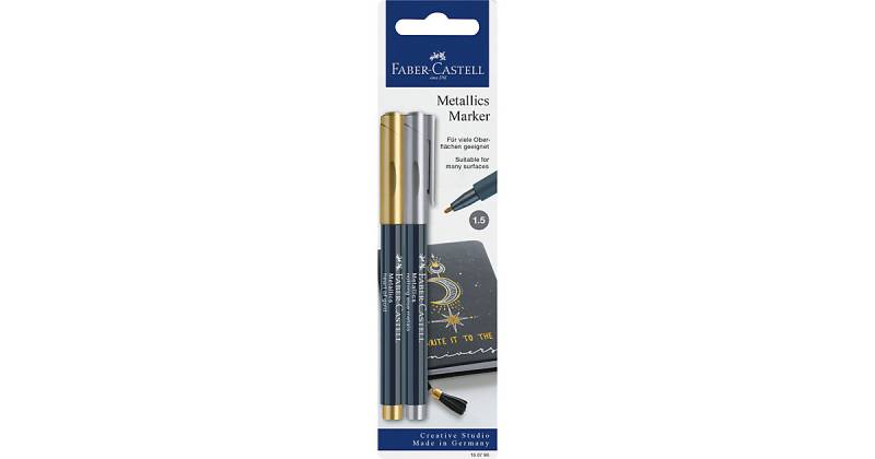 Marker metallic permanent, Gold & Silber, 1,5 mm gold/silber von Faber-Castell