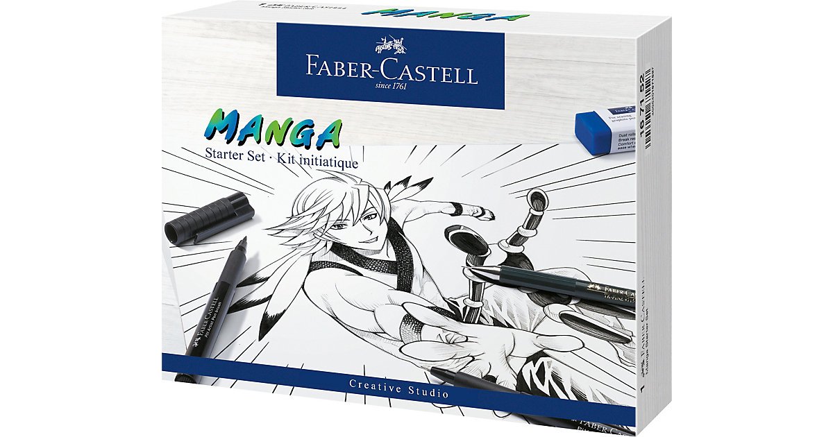 PITT ARTIST Pens Tuschestift Manga Starterset, 19-tlg., inkl. Gliederpuppe mehrfarbig von Faber-Castell