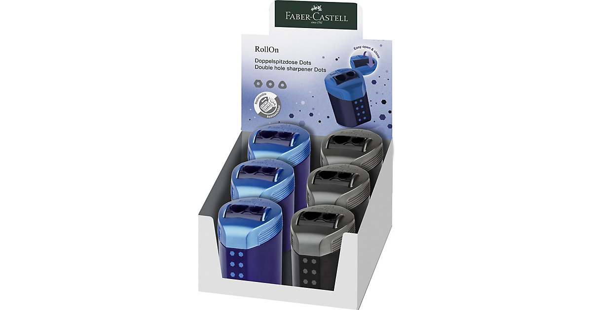 RollOn Doppelspitzdose Dots, farblich sortiert schwarz/blau RollOn Doppelspitzdose Dots, farblich sortiert schwarz/blau von Faber-Castell