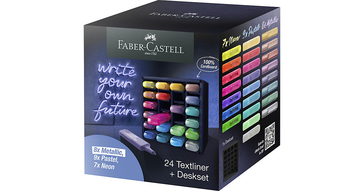 Textmarker Textliner 46, 24 Farben im Tischset bunt von Faber-Castell