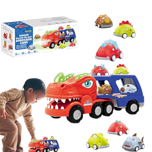 Fabixoin Dinosaurier-Auto, Dino-Truck,Sound Light Animal Trucks - Dinosaurier-Spielzeug für Kleinkinder und Jungen, Dinosaurier-Transportwagen mit Dino-Figuren, zurückziehbares Dino-Auto von Fabixoin