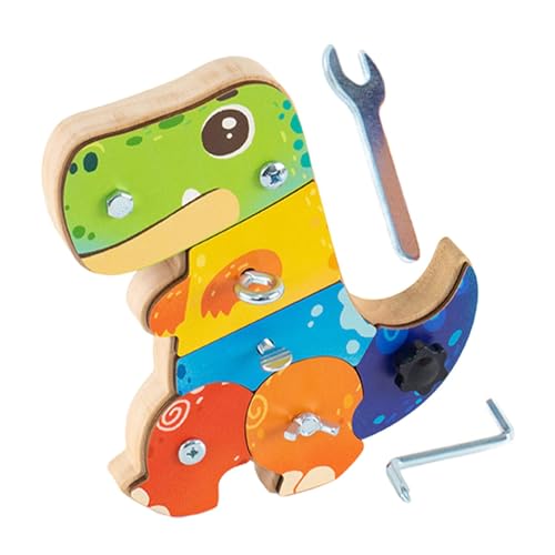 Fabixoin Dinosaurier-Schraubspielzeug,Kinder-Schraubspielzeug,Dinosaurier-Sensorbrett aus Holz | Niedliches Cartoon-Sensorspielzeug, Mehrzweck-Sensorbrett für Jungen und Mädchen von Fabixoin