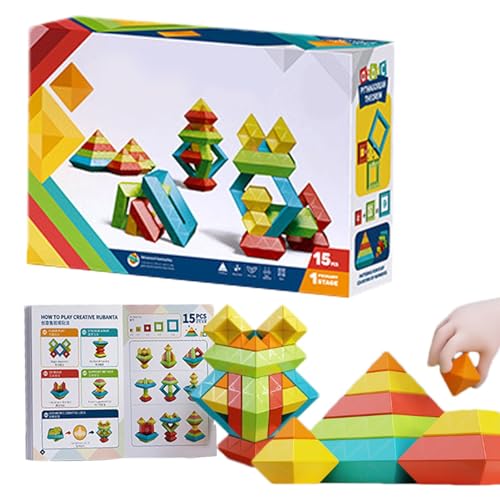 Fabixoin Montessori-Stapelspielzeug,Stapelspielzeug für Kleinkinder - Lernaktivitäten im Vorschulalter | Montessori-Spielzeug für Jungen und Mädchen im Alter von 4–6 Jahren, 15 Stück, von Fabixoin