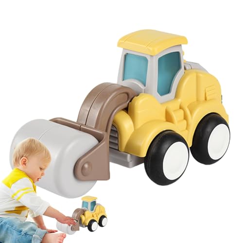 Technisches Fahrzeugspielzeug,Trägheitsspielzeugfahrzeug - Press and Go Cartoon-Baggerspielzeug - Tragbare Spielzeug-Straßenwalze für Kinder, realistische technische Fahrzeuge für zu Hause von Fabixoin