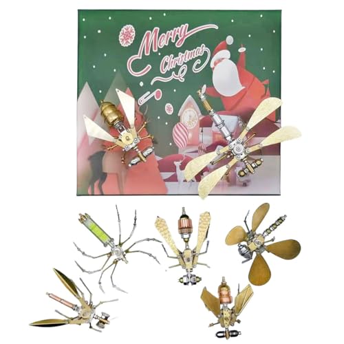 Fabroz 3D Weihnachten Steampunk Metall Puzzle Bausatz, 295 Teile Steampunk Kleine Insekten Metall Modell, Metall DIY Modellbaukasten, Dekoration Geschenk für Kinder Erwachsene (Weihnachten Satz von 7) von Fabroz