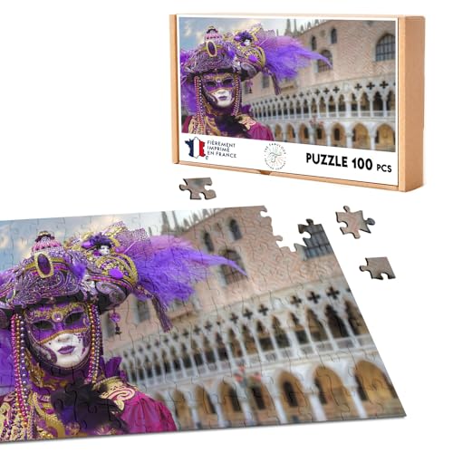 Klassisches Puzzle, 100 Teile, Karneval von Venedig, Maske und Kostüm, Violett von Fabulous