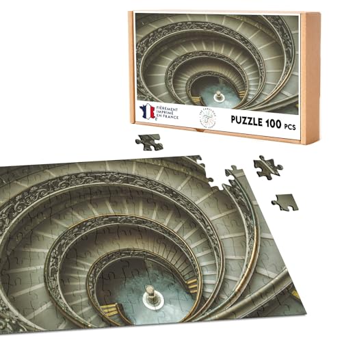 Klassisches Puzzle, 100 Teile, Vatikanisches Museum, graue Treppe, Spirale, Rom, Italien von Fabulous