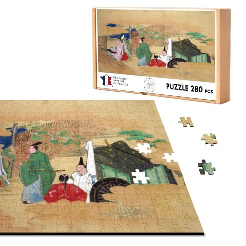 Klassisches Puzzle, 280 Teile, japanisches Stempel, 19 Landschaft, Kunst, zart, Original Vintage von Fabulous