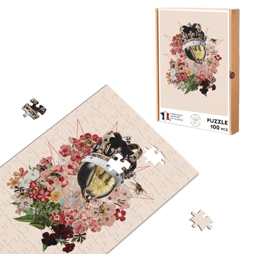 Klassisches Puzzle 100 Teile Königin Elizabeth Biene Collage Kunst Surrealismus Blumen von Fabulous