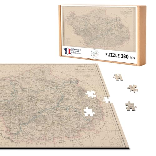 Klassisches Puzzle 280 Teile 10 Aube 1845 Département Landkarte Frankreich Region von Fabulous