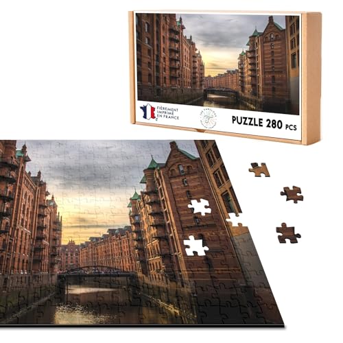 Klassisches Puzzle 280 Teile Hamburger Kanal bei Sonnenuntergang Deutschland von Fabulous