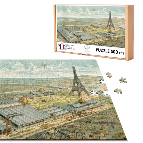 Puzzle Classic 500 Teile Weltausstellung Paris 1889 Paris Zeichnung Luftbild Eiffelturm von Fabulous