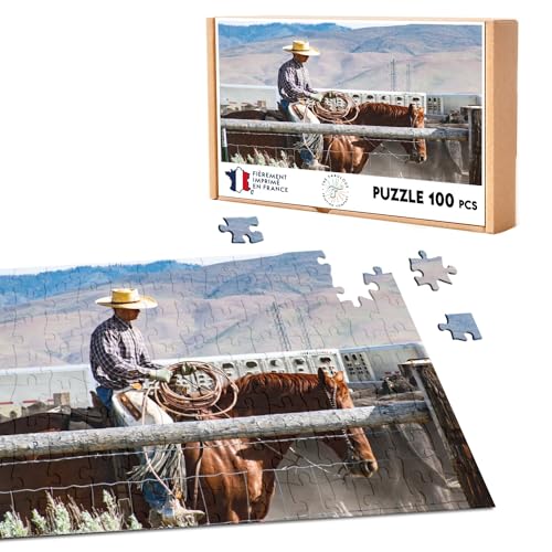 Puzzle Classic Cowboy 100 Teile auf seinem Rahmen Lasso in der Hand Pferd Texas USA von Fabulous