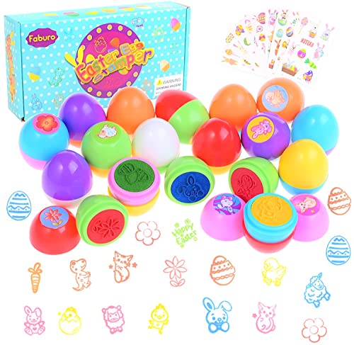 Faburo 18 Stück Stempel Ostereier Stempelset Ostern, Kinder Stempel Osterdeko mit 10pcs Osteraufkleber Ostern, Selbstfärbend für Kinder Faburo 18 Stück Stempel Ostereier Stempelset Ostern, Kinder Stempel Osterdeko mit 10pcs Osteraufkleber Ostern, Selbstfärbend für Kinder von Faburo