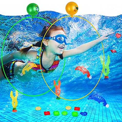 Faburo 20 Tauchspielzeug inkl. Tauchringe, 2 Tauchringe, 10 Diamanten, Delfin, 3, Algen, 3, Aufbewahrungstasche, 1, Pumpe, 1, Tauchspielzeug für Schwimmbad für Kinder Faburo 20 Tauchspielzeug inkl. Tauchringe, 2 Tauchringe, 10 Diamanten, Delfin, 3, Algen, 3, Aufbewahrungstasche, 1, Pumpe, 1, Tauchspielzeug für Schwimmbad für Kinder von Faburo
