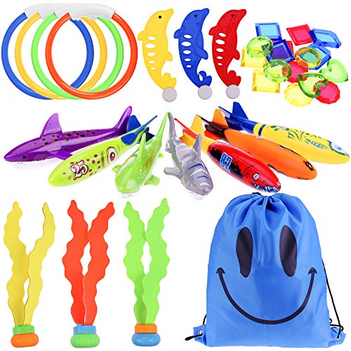 Faburo 34 stück Tauchen Spielzeug Unterwasser Pool Spielzeug Set mit Torpedos Tauchringe Edelsteine Fisch Algen Schwimmspielzeug für Kinder Faburo 34 stück Tauchen Spielzeug Unterwasser Pool Spielzeug Set mit Torpedos Tauchringe Edelsteine Fisch Algen Schwimmspielzeug für Kinder von Faburo