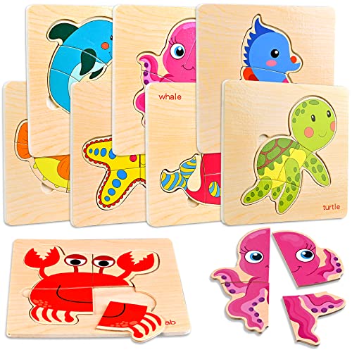 Faburo Holzpuzzle, 8St Holzpuzzle Montessori Spielzeug, Holzspielzeug ab 1 2 3 Jahren, Holzspielzeug Puzzle ab 2 3 4 Jahre, Steckpuzzle Geschenk Meerestiere Holzpuzzle Puzzle für Baby und Kleinkind Faburo Holzpuzzle, 8St Holzpuzzle Montessori Spielzeug, Holzspielzeug ab 1 2 3 Jahren, Holzspielzeug Puzzle ab 2 3 4 Jahre, Steckpuzzle Geschenk Meerestiere Holzpuzzle Puzzle für Baby und Kleinkind von Faburo