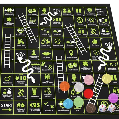 Faburo Trinkspiele, lustiges Erwachsenenspiel, Schütten und Leitern Partyspiel, Schlangen und Leitern Geschenkset für Erwachsene, Teens & Partys, Geburtstagsnacht Partyspiel Faburo Trinkspiele, lustiges Erwachsenenspiel, Schütten und Leitern Partyspiel, Schlangen und Leitern Geschenkset für Erwachsene, Teens & Partys, Geburtstagsnacht Partyspiel von Faburo