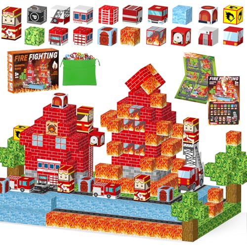Facairzd 118 Stück Magnetische bausteine für City Feuerwehr- Magnetic Blocks Spielzeug,Magnet Bausteine für Kinder,Bauen Magnet Bauklötze Set,Magnetische Bausteine Spielzeug(2.5CM) Facairzd 118 Stück Magnetische bausteine für City Feuerwehr- Magnetic Blocks Spielzeug,Magnet Bausteine für Kinder,Bauen Magnet Bauklötze Set,Magnetische Bausteine Spielzeug(2.5CM) von Facairzd