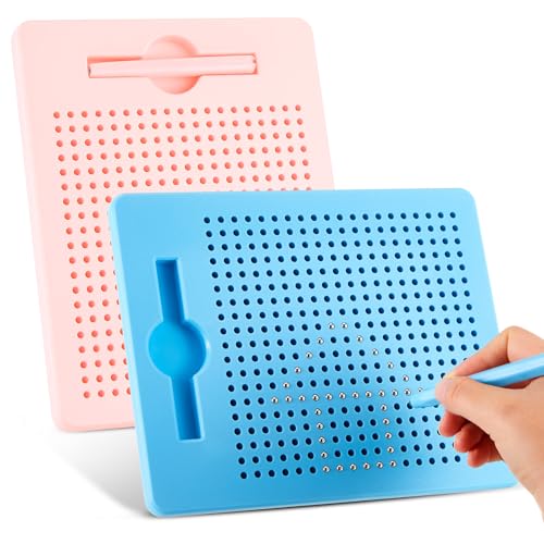 Faccito 2 Stück Magnetische Zeichenbretter Magnettafel Kinder Magnetisches Stahlkugel Zeichentafel mit Stift Magnetspiel Magnet Spielzeug Reisebeschäftigung für Kinder Ab 3 Jahre(Rosa, Hellblau) von Faccito