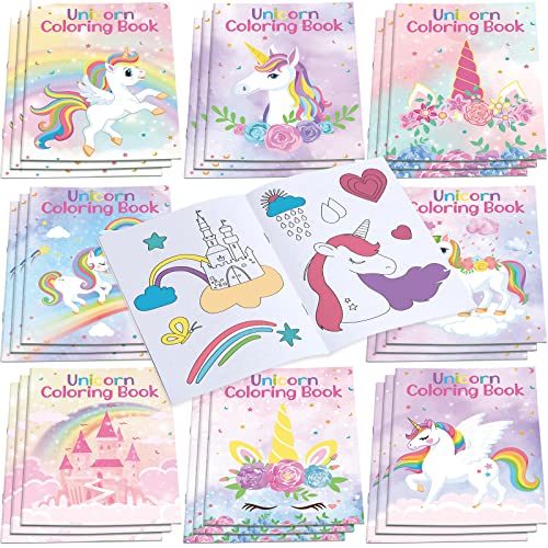 Faccito 24 Stück Einhorn Malbücher Mini Malbücher Set für Kinder Einhorn Ausmalbücher für Kleinkind Mädchen Party Mitgebsel Klassenzimmer Geschenke von Faccito