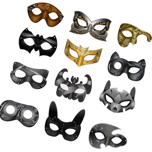 DIYS bemaltes Pappmaché-Maskerade, Tier, halbes Gesicht, Halloween, Cosplay, Kostüm-Requisiten für Kinder, Teenager, Geschenke, Maskerade von FackLOxc