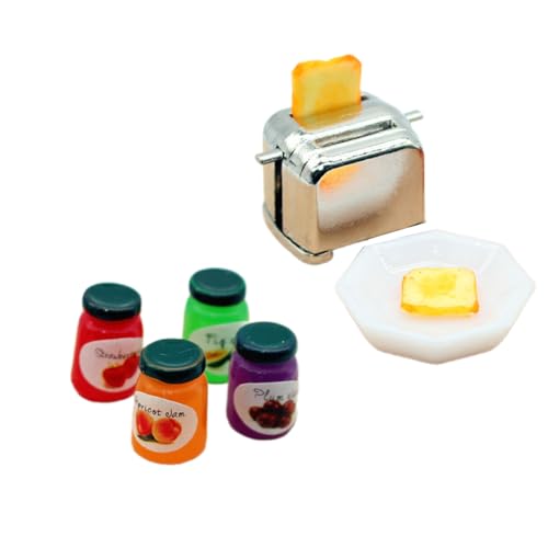 FackLOxc 1/12 Miniatur Toaster Und Marmeladen Set Model Figure Kitchen Display Zubehör Für Kinder Imaginativen Spielen Und Dollhouses Decors von FackLOxc